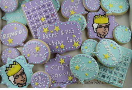Bingo Birthday Cookie Set by Cheerful Momma's Custom Art Cookies