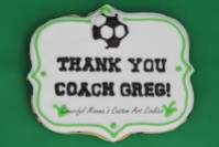 Soccer thank you plaque cookie